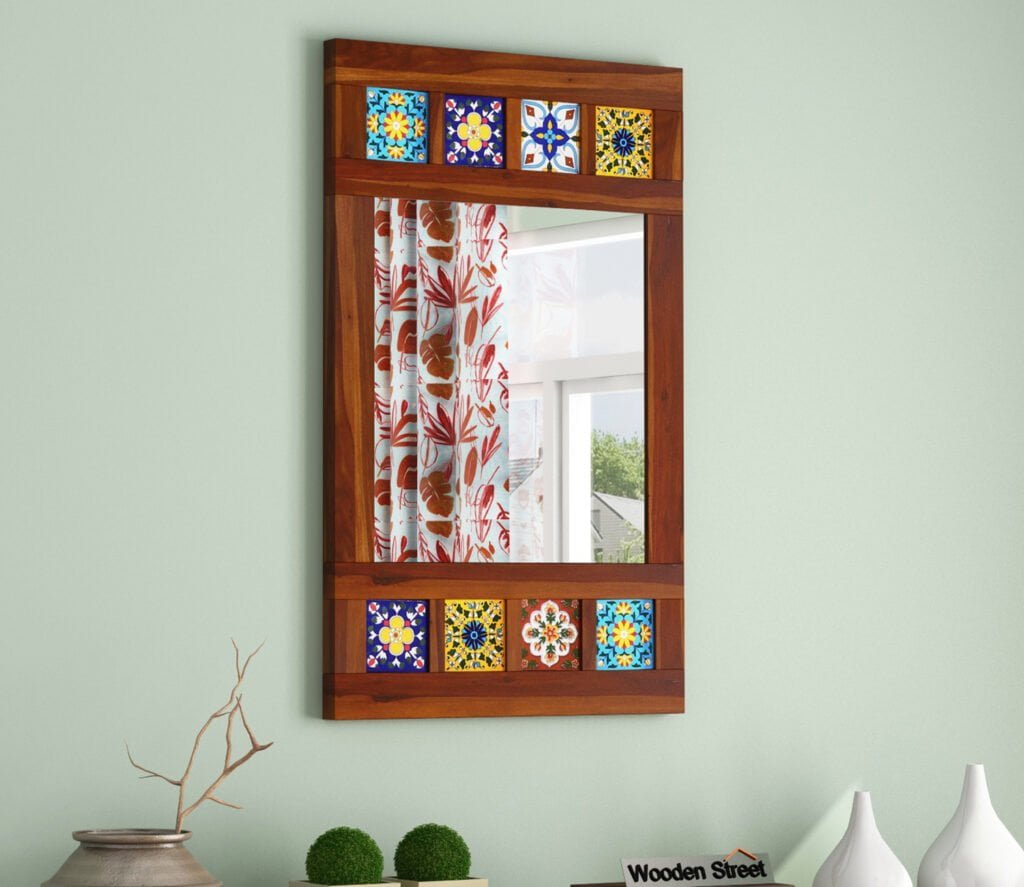 wooden street wall mirror