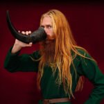 The Mythrojan Viking Drinking Horn with Red Leather Holder