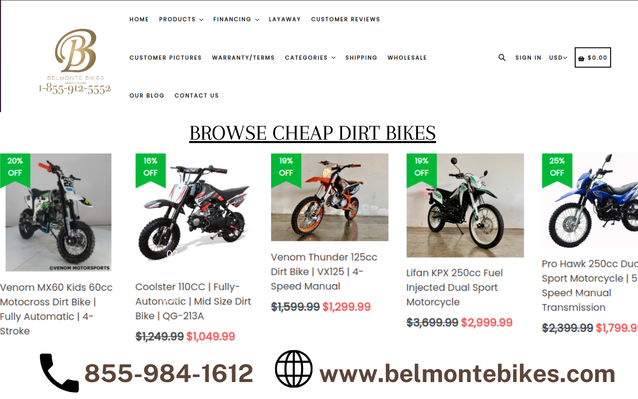 BROWSE Cheap DIRT BIKES from Belmonte Bikes