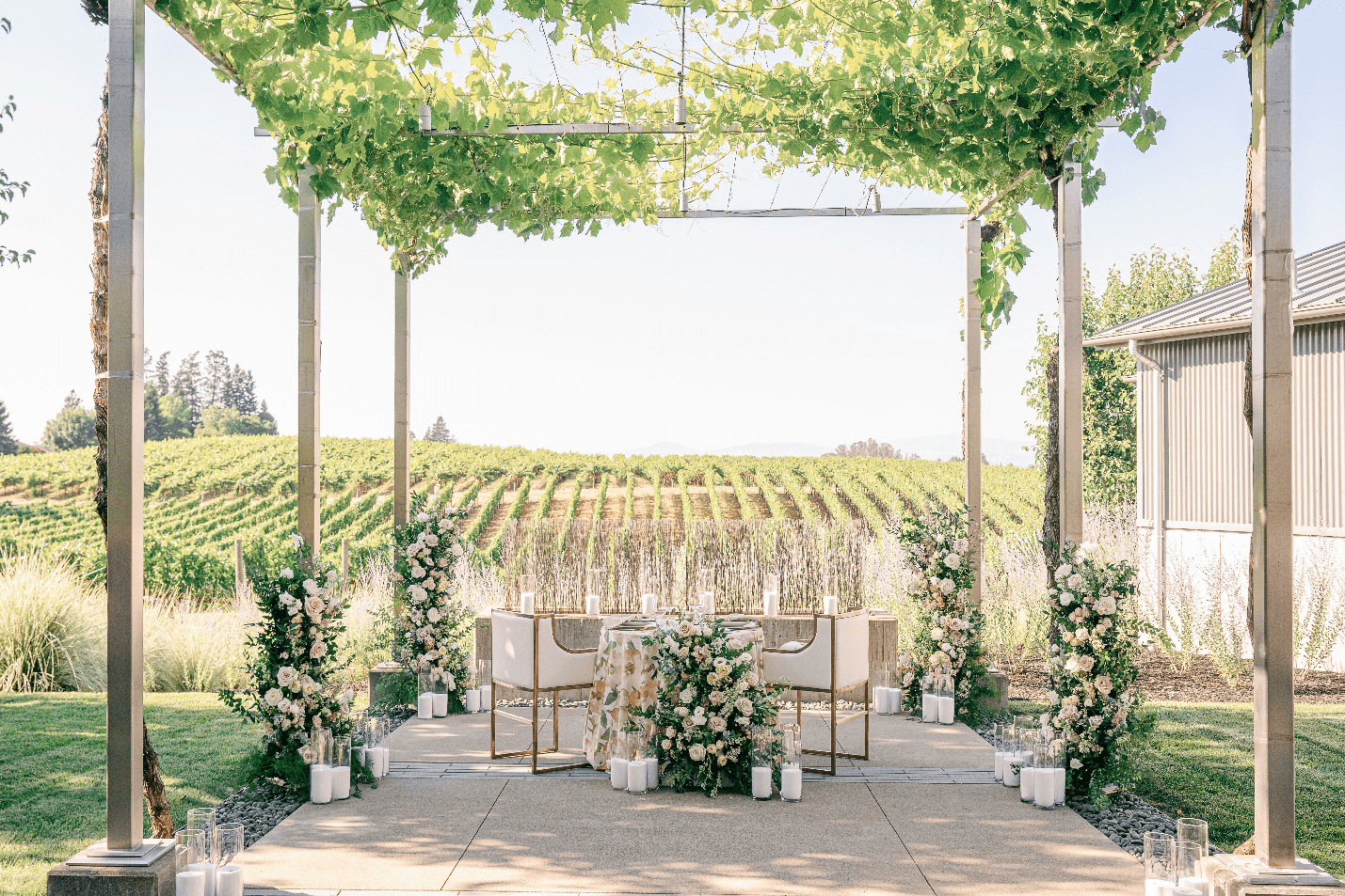 Wedding set-up at a vineyard