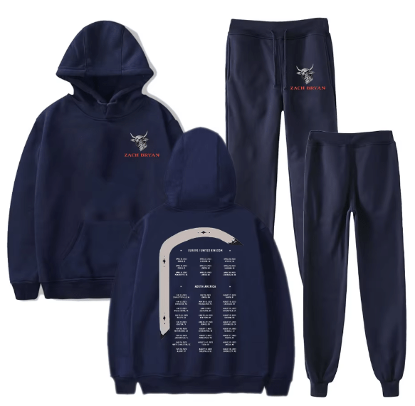 Zach Bryan Merch Tour Hoodie Jogger Pants Two Piece Set Tracksuit