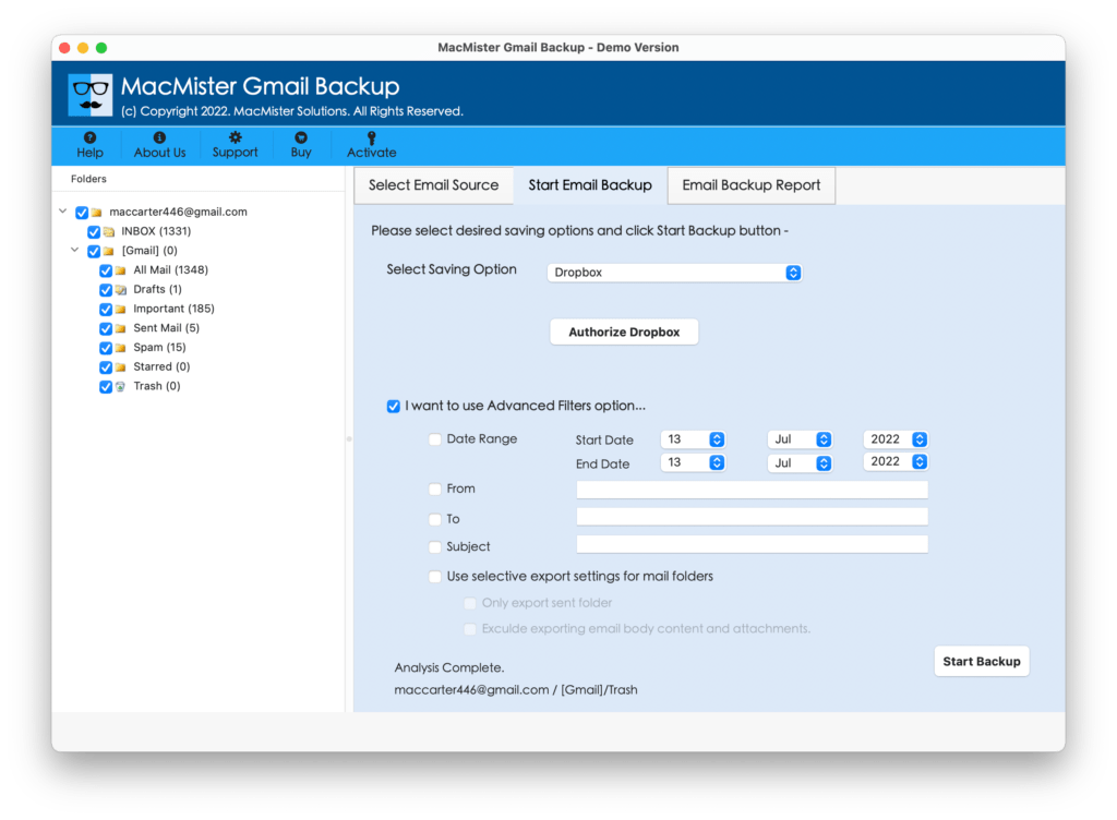 Set Dropbox Options