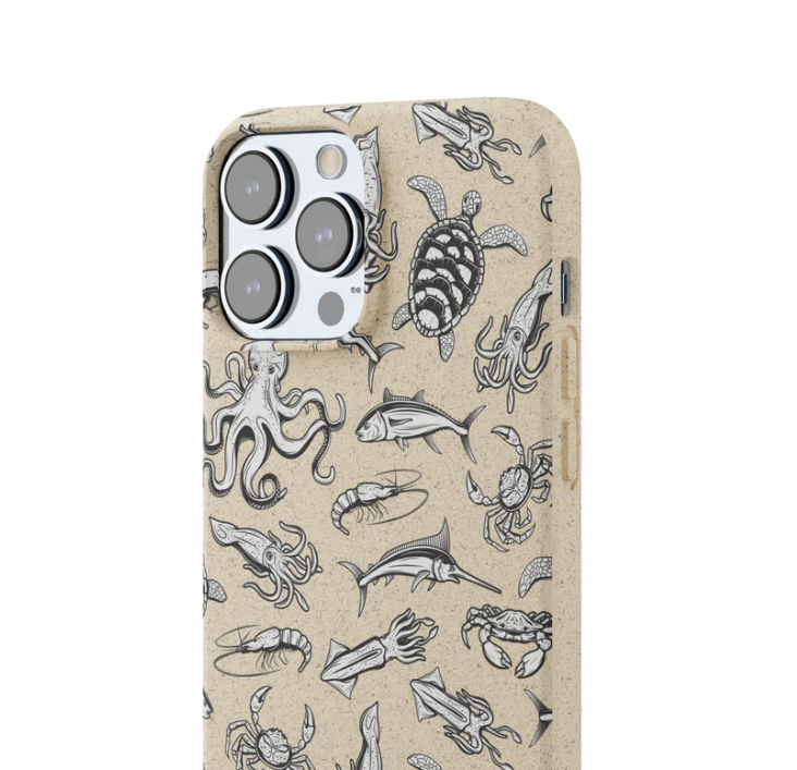 Sea pattern beige phone cover