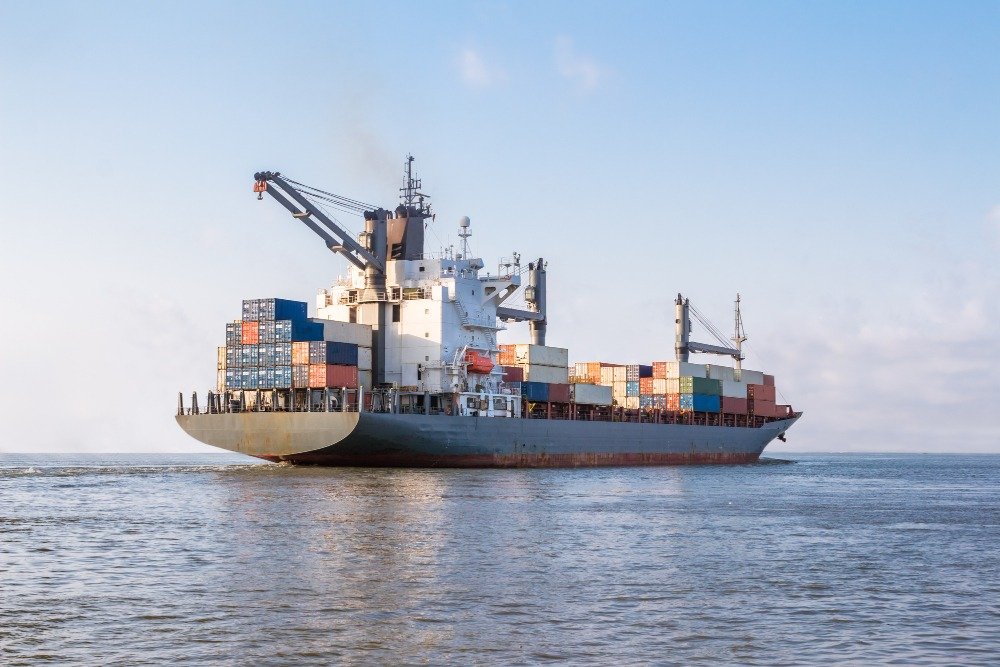 cargo ship at sea